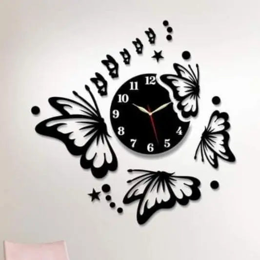 3D Butterfly Wall Clock Acrylic 3D Butterfly Wall Clock Acrylic Wall Decore